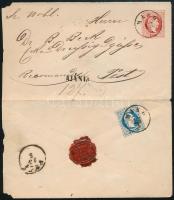 ~1870 5kr díjjegyes borítékon 10kr ajánlott küldeményként / Registered 5kr PS-cover with 10kr "MAKÓ" - Pest