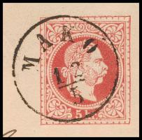 ~1870 5kr díjjegyes borítékon 10kr ajánlott küldeményként / Registered 5kr PS-cover with 10kr "...