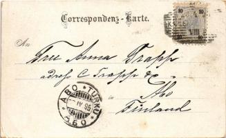 1895 (Vorläufer!!!) Karlovy Vary, Karlsbad; Gruss aus. Art Nouveau, floral, litho - early postcard! ...