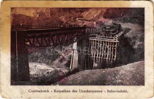Csorbadomb, Cserbin, Shcherbyn; vasúti hídépítés az Uzsoki-szorosban / Bahnviadukt. Verlag N. Kraus / railway bridge construction (fl)