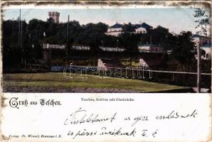 1900 Cieszyn, Teschen; Schloss mit Olsabrücke / castle, bridge (EB)