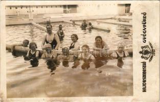 1937 Hajdúszoboszló, gyógyfürdő, fürdőzők. Czeglédy photo (fl)