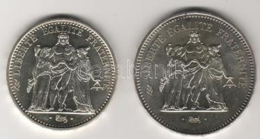 Franciaország 1965 10Fr, 1977 50Fr 2db ezüst T:1/2
