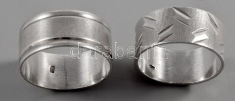 Ezüst (Ag) széles mintás gyűrű, 2 db, jelzett, méret: 49, 52, nettó: 6,8 g