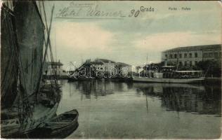 1906 Grado, Porto / Hafen / port, steamship, dredge (EB)