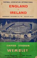 1959 Anglia-Írország labdarúgó mérkőzés a Wembleyben meccsfüzet / 1959 England-Ireland football match at Wembley matchbook