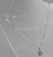 Ezüst (Ag) kígyó nyaklánc "Dior" köves medállal, jelzett, h: 39 cm, 2×1,5 cm, bruttó: 3,6 g