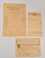 1892 Pozsony, 3 db régi számla: Stampfel, Kollitzhofer Alajos nyomdászok, Conrad Hais divat.  1892 Bratislava/ Pressburg , 3 old invoices: Stampfel, Kollitzhofer Alajos printers, Conrad Hais fashion.
