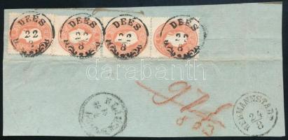 1861 4 x 5kr nagy levéldarabon / on large cutting "DEÉS" (ex Ryan)