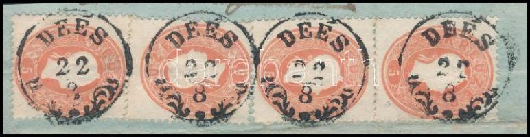1861 4 x 5kr nagy levéldarabon / on large cutting "DEÉS" (ex Ryan)