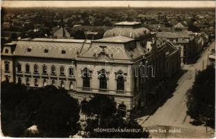 1933 Hódmezővásárhely, Fekete Sas szálloda, légi felvétel. Posztós Pál kiadása. photo (kopott sarok / worn corner)