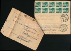 1943 Szállítólevél és a hozzátartozó nyomtatvány 22 db bélyeggel / Parcel card