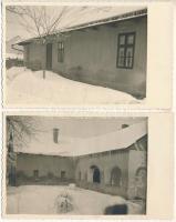 Nagykálló - 2 db RÉGI fotós képeslap: házak télen, jégcsapok. Kardos Gyula photo