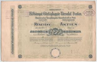 Budapest 1916. "Kőbányai Gőztéglagyár-Társulat Pesten" huszonöt részvénye egyben, összesen 200K-ról bélyegzésekkel, szelvényekkel, lyukasztással érvénytelenítve T:F Hungary / Budapest 1916. "Brick Facktory of Kőbánya in Pest" twenty-five shares in one about 200 Kronen with stamps, coupons, cancelled by holes C:F