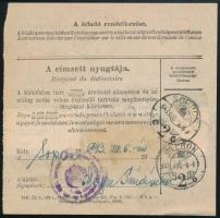 1943 Nyugta 3 bélyeggel / Receipt with 3 stamps