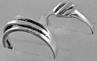 Ezüst (Ag) 2 db mintás áttört gyűrű, jelzett, méret: 56, 59, nettó: 4,3 g