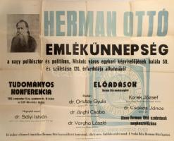 1965 Miskolc, Hermann Ottó ünnepség plakát 100x70 cm