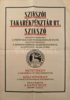 ca 1920 Szikszói takarékpénztár rt. plakát. Kner nyomda, Gyoma, szélén apró lyukakkal 46x64 cm