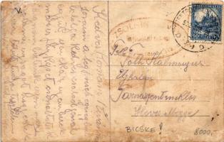 1932 Bicske (?), vasútállomás, munkások lapátokkal, MÁV vagonok. Zsolnin István photo + "SZENTG...