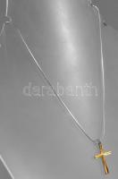 Ezüst (Ag) kígyó nyaklánc aranyozott kereszt medállal, jelzett, h: 45 cm, 2,4×1,3 cm, nettó: 2,2 g