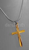 Ezüst (Ag) kígyó nyaklánc aranyozott kereszt medállal, jelzett, h: 45 cm, 2,4×1,3 cm, nettó: 2,2 g