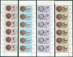 1965 Olimpiai érmesek sor ívsarki 6-os csíkokban, ívszélen karikákkal (50f két darabban)(500% felár)...