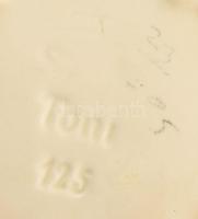 Árpakása fajansz tároló, fedél nélkül, jelzett, pattogzással, m: 15 cm