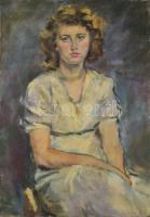 Jelzés nélkül, XX. sz. első fele: Art deco hölgy, 1930-40 körül. Olaj, vászon. 99x69 cm