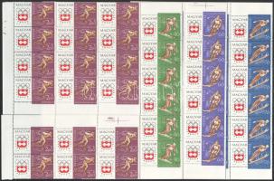 1963 Téli olimpia hajtott teljes ívsor, a 2,60Ft két darabban / Mi 1975-1982 folded sheets, 2,60Ft in 2 piece