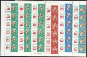 1963 Téli olimpia hajtott teljes ívsor, a 2,60Ft két darabban / Mi 1975-1982 folded sheets, 2,60Ft i...