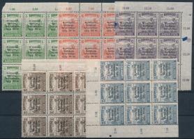 1919 Nemzeti Hadsereg sor ívszéli 9-es tömbökben (ráncok / creases, 15f tintafoltok / ink spots)