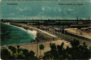 Constanta, Constantza, Konstanca; Vederea portului si a digului / port (tear)