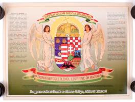 Magyarország angyalos kőzépcímere. Magyar Ereklyés Országzászló Nagybizottsága kiadása. 46x35 cm