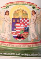 Magyarország angyalos kőzépcímere. Magyar Ereklyés Országzászló Nagybizottsága kiadása. 46x35 cm