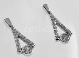 2019 Ezüst (Ag) ékszer szett, nyaklánc cirkóniás medállal és fülbevaló cirkónia kővel, bruttó 4,1g, ...