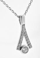 2019 Ezüst (Ag) ékszer szett, nyaklánc cirkóniás medállal és fülbevaló cirkónia kővel, bruttó 4,1g, ...