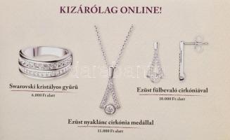 2019 Ezüst (Ag) ékszer szett, nyaklánc cirkóniás medállal és fülbevaló cirkónia kővel, bruttó 4,1g, ...