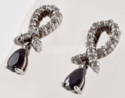 cca 1990 Corsani ezüst (Ag) fülbevaló pár, markazit és obszidián berakással, jelzett, bruttó 3g