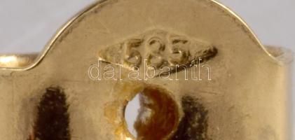 14k Arany (Au) fülbevaló pár, opál berakással, jelzett, bruttó 1,8g