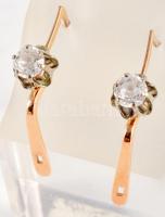 cca 1955 14K Arany (Au) fülbevaló pár, ezüst (Ag) foglalatos markazit berakással, jelzett, bruttó 3g