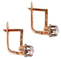 cca 1955 14K Arany (Au) fülbevaló pár, ezüst (Ag) foglalatos markazit berakással, jelzett, bruttó 3g