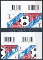 2018 Labdarúgó VB 2 klf állású ívsarki pár, páronként 2-2 vonalkóddal. RR! / 2 x Mi 5973 inverted corner pair with bar code