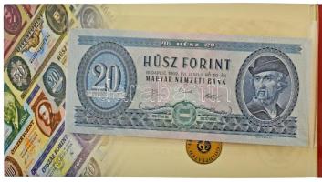 1975. 20Ft aranyozott Ag bankjegyveret (217,73g/7 uncia/0.999/70x154mm) + 1969. 20Ft karton díszcsom...