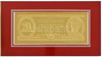 1975. 20Ft aranyozott Ag bankjegyveret (217,73g/7 uncia/0.999/70x154mm) + 1969. 20Ft karton díszcsom...