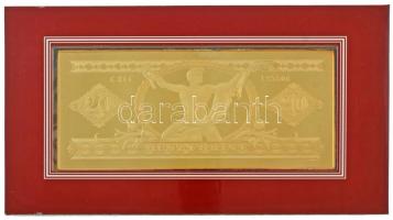 1975. 20Ft aranyozott Ag bankjegyveret (217,73g/7 uncia/0.999/70x154mm) + 1969. 20Ft karton díszcsom...