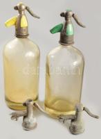 2 darab színes porcelán fejes szódásüveg + 2 darab fej, m: 30 cm