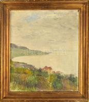 Faddi Förstner Dénes (1901-1945): Vízparti táj. Olaj, vászon. Jelezve jobbra lent. 60x50 cm. Dekoratív, kissé sérült fakeretben.