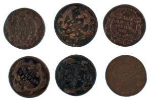 1760-1762. 1kr Cu "Mária Terézia" (6xklf: 1760W, 1761K, 1761P, 1762K, 1762P, 1762K) T:F,VG