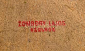 Zombory Lajos (1867-1933): Alföldi táj sétálókkal. Olaj, karton, jelezve jobbra lent. Hátoldalán Zom...