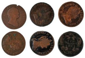 1760-1763. 1kr Cu "Mária Terézia" (6xklf: 1760W, 1761K, 1761P, 1762G, 1762W, 1763K) T:F,VG